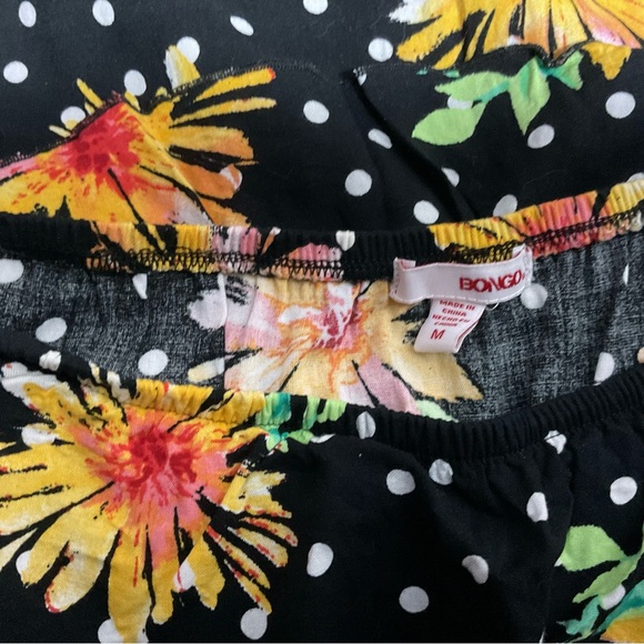 BONGO Black Floral Polka Dot Maxi Dress Strapless Ruffle Boho - Picture 5 of 5